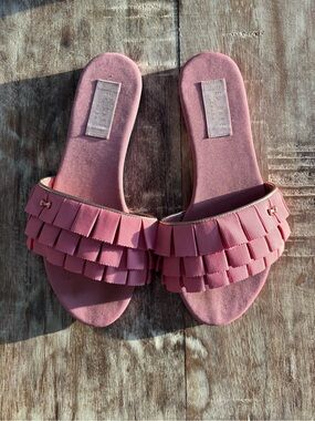 Ted Baker - Pink Fringe Slide Sandals - Women